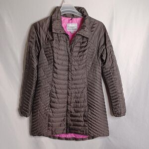 Eddie Bauer Down Coat Womens Medium Black EB700 Puffer Jacket Quilted Mid Length